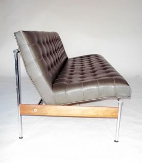Laverne Knoll Eames Danish Modern Style Sofa Chrome and Rosewood