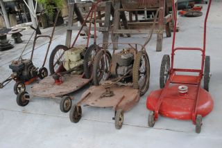 Vintage Lawn Equipment MUST SEE Three Mowers Edger Briggs Stratton