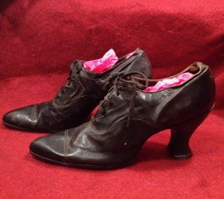 Antique Victorian Edwardian Ladies Shoes Leather Heels Vintage CSC