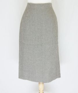 LAUREN Ralph Lauren Houndstooth Tweed Linen Straight Skirt Size 14