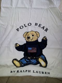 Polo Ralph Lauren Teddy Bear Beach Towel White Sweater Bath New Cotton