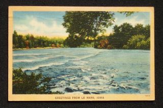1944 Waves in Water Greetings Le Mars IA Plymouth Co PC