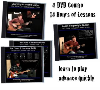 Guitar Lessons 4 DVD Video Set / Learn to Play Guitar for Beginners+