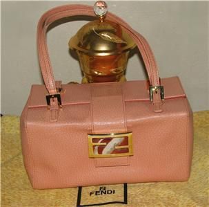 Ed Fendi Pebble Leather Box Handbag Purse Satchel with Semi Precious