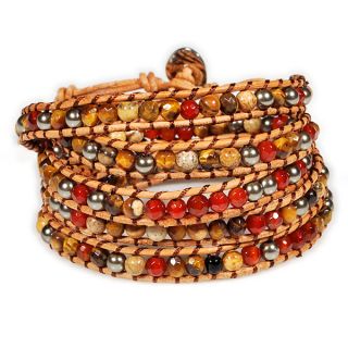 Multi Styles Gemstone Beads Leather Wrap Bracelet Woven QCL55
