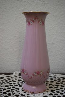 Vintage Czech Porcelain Pink Vase Leander 1946 China de Boheme 14K