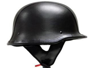 Dot German Black Leather Motorcycle Half Helmet Biker L