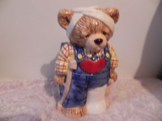 Vase with Heart on Chest, Accident Bear with Crutch & Broken Leg LOOK