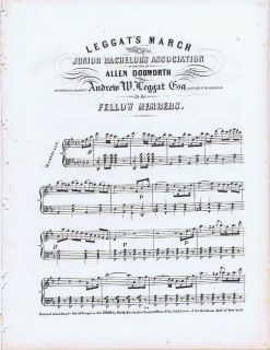 Leggats March Allen Dodworth 1849 Antique Sheet Music