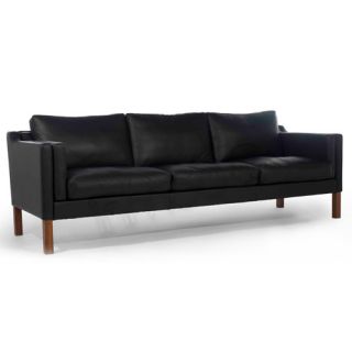 Mogensen Black Leather Sofa Loveseat