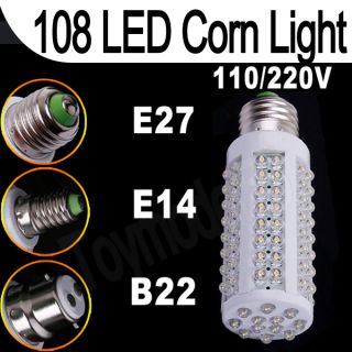 B22 E14 E27 110V 220V Warm Pure White 5 7W 108 38 LED Corn Light Bulb