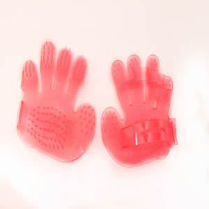 Pet Dog Neon Pink One Pair Hand Palm Fur Massage Brush Bath Rub