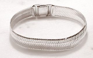 Milor Sterling Silver Textured Herringbone Link Bracelet 8 1 2 Italy