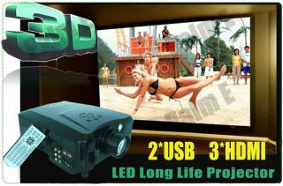 LED 3D 1080p HD Projector Home Theather HDMI PS2 3XBOX