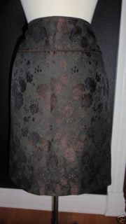 Badgley Mischka Brocade Bronze Brown Skirt 4 $335 BNWT