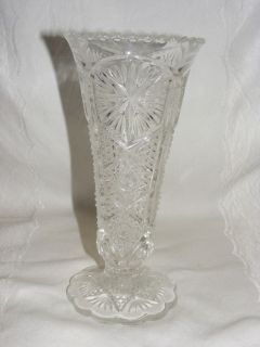 Vintage Pressed Glass Vase Scalloped Rim Base Daisy N Button Imperial