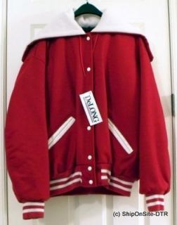 Varsity Letter Jacket w Hood DeLong XL Red White