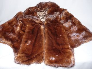 Dark Brown Mink Fur Cape Stole Wrap Craft Cutter