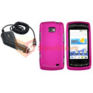 Hot Pink Hard Case Cover Car Charger for LG Ally VS740