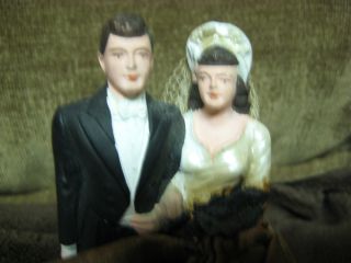 Vintage 1948 Levinsohn Wedding Cake Topper Bride Groom Chalkware