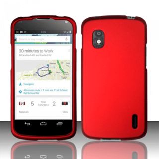 for LG Nexus 4 RUBBER RED FACEPLATE PROTECTIVE HARD COVER CASE PHONE