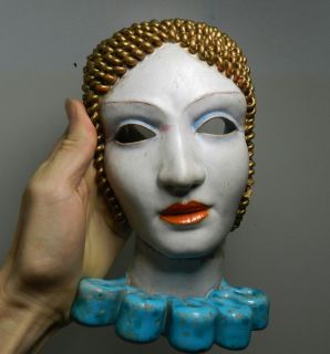 1930s Leopold Anzengruber For Zaccagnini Wall Mask Pottery