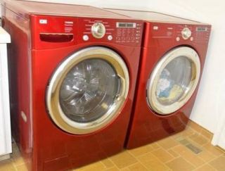 LG Red Front Load True Steam Washer and Dryer