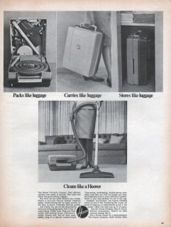 Hoover Portable Vacuum Cleaner Like Luggage 1967 Vintage Magazine