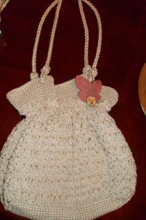 Lina Brand Crochet Beige Color Snap Closure Purse Organizer Pockets