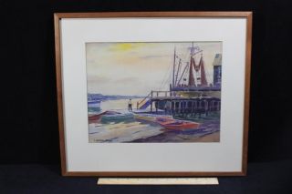 Vintage *Charles Gordon Harris* Rhode Island Watercolor Painting, Boat