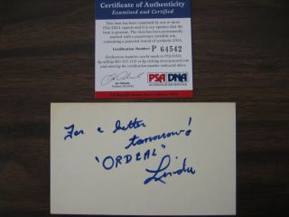 Linda Lovelace Signed Insc 3x5 Index Card PSA DNA