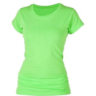 Neon Lime Green T Shirt 100 Cotton Women Casual Short Sleeve Top