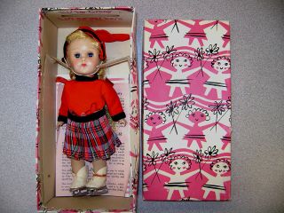 1956 Vintage Vogue Ginny Walker Doll In Box w/ Skater Outfit Paperwork