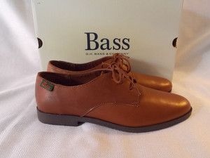 Bass Susie Cognac Brown Leather Oxfords Sz 10 New