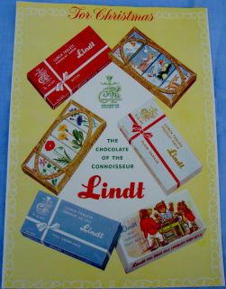 1954 Lindt Chocolates Teddy Bear Tablet Box Canada Ad Three Little