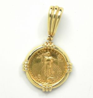 Unique 14k Yellow Gold Pendant w 1998 22K Liberty Coin