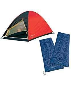 Lichfield 2 Person Festival Camping Tent Set Sleep Bags