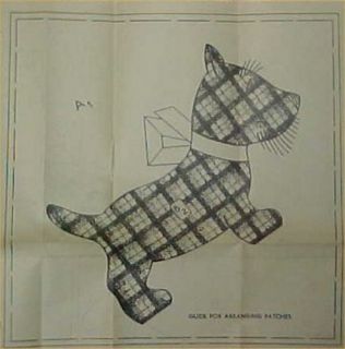 Vintage Quilt Pieced Pattern Mail Order Scotty Dog Block Design
