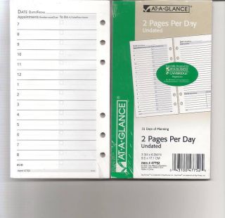 At A Glance 6 Ring Lined Note Pad 2 PG per Day Refill
