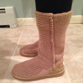 UGG Crochet Cardi Sand Knit Boots Style 5817 Size 6