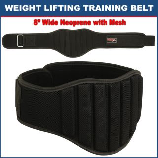 Black Weight Lifting Belt Gym Back Support Fitness Neoprene 8 Wide XX