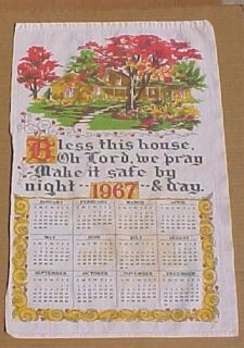 Linen 1967 Calender Kitchen Towel Bless This House