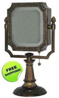 Lighted Vanity Mirror Bronze Finish Pull Chain Dual Sided Magnifying