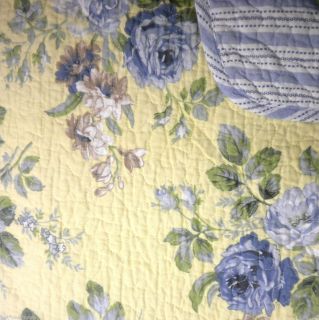 LAURA ASHLEY LINLEY ROSE FLORAL 4pc KING QUILT SET NEW SHABBY BLUE