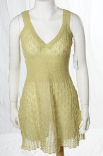 Lilja Light Olive Green Lightweight Sheer Knit Sleeveless Mini Dress