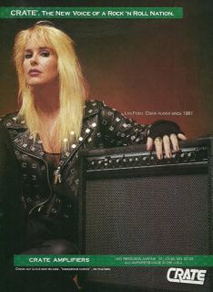 Lita Ford 1991 Crate Amps 8x11 Ad The Runaways