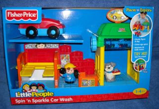 New Fisher Price Little People Spin N Sparkle Car Wash Garage