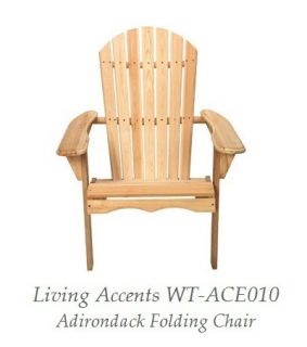 LIVING ACCENTS WT ACE010 OUTDOOR PATIO ADIRONDACK FOLDING WOOD CHAIR