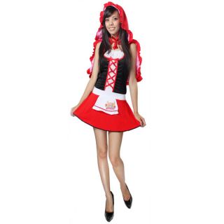 Little Red Riding Hood Cape Apron Lace Up Costume XS Size