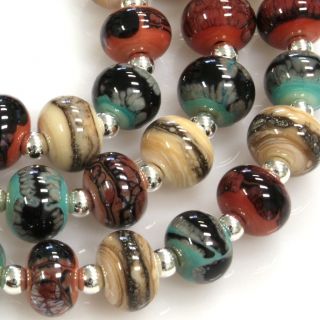 Livonia Webbed Organics 45 Handmade Lampwork Organic Glass Beads